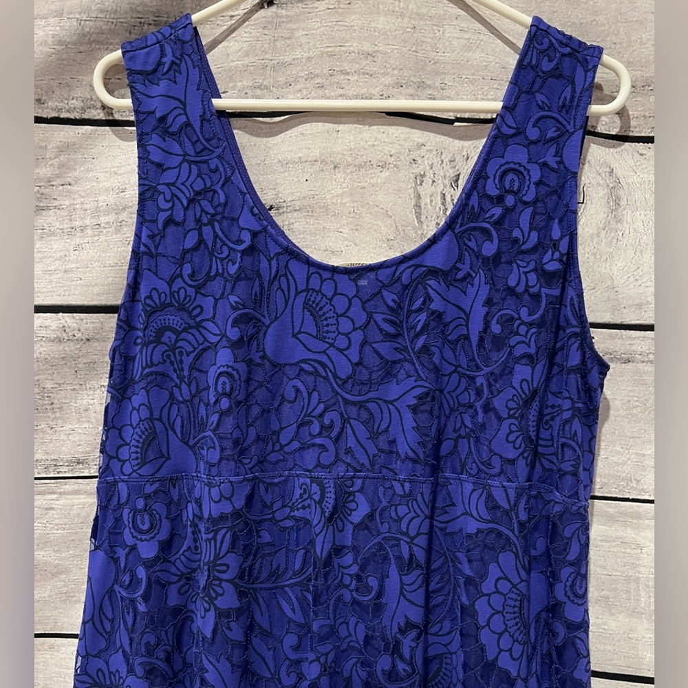Soma Purple Floral Lace Overlay Lounge Dress Handkerchief Hem Lined Chemise - Picture 3 of 7